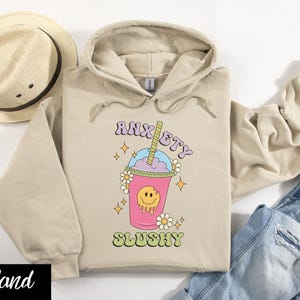 Moletom com capuz e lama de ansiedade, presente para um amigo ansioso, moletom de saúde mental, suéter de desenho animado engraçado, camisa com capuz irônico, suéter com slogan