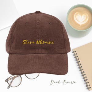 Slava Ukraini Hat, Ukraine Embroidered Corduroy Cap, Ukrainian Dad Hat, Support Ukraine Gift, Trident Hat, Ukrainian Gift Idea Baseball Cap