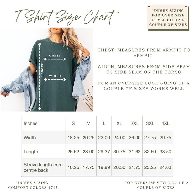Unisex Size Chart In Inches