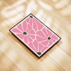 Pink abstract flowers poster, printable poster, wall decoration, digital download