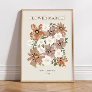 Blumenmarkt-Plakat, Zahl 7 Herbstblumen, digitaler Download, Wanddekoration, druckbares Plakat