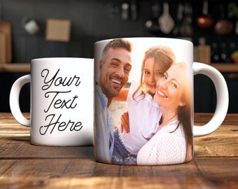 Personalized Photo Mug, Custom Image & Text, 11oz Ceramic