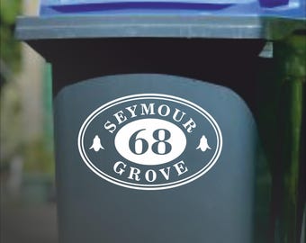 Custom House Number Wheelie Bin Sticker | Waterproof Vinyl Decal