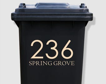 Custom House Number Wheelie Bin Sticker | Waterproof Vinyl Decal