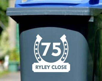 Horseshoe Wheelie Bin Number Sticker | Custom Address Vinyl Decal