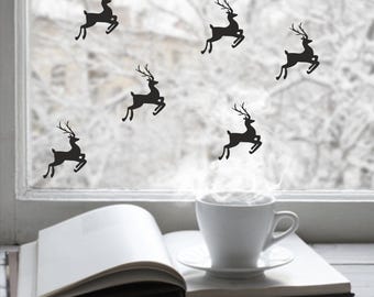 Reindeer Window Stickers, Christmas Vinyl Decals (4cm)