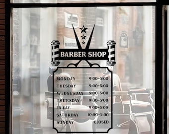 Barber Shop Custom Opening Hours Vinyl Decal Sticker