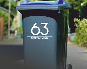 Custom Wheelie Bin Stickers | House Number & Address | Waterproof Vinyl Decal | Set of 1/3/4