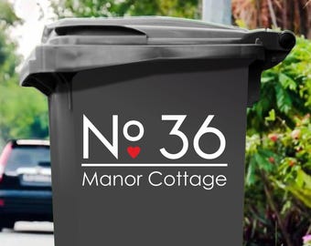 Personalized Wheelie Bin Stickers, Modern Vinyl Decals