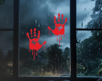 Spooky Bleeding Hands Window Decal – Halloween Decoration