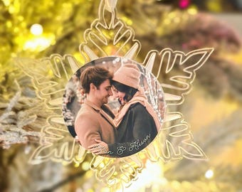 Custom Photo Christmas Ornament – Acrylic Snowflake Keepsake