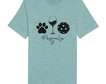 Paw Wine Pickleball Personalized Bella+Canvas Unisex Crewneck T-shirt Size S-5XL *FREE SHIPPING!*