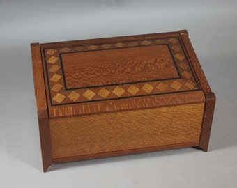 Leopardwood Square Inlay Banding Jewelry Box, 8.5"x13"x 6"