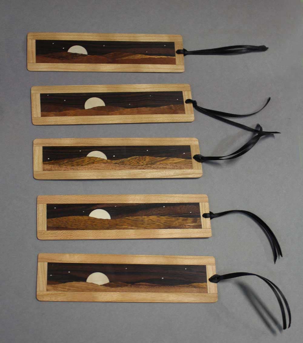 starry night inlaid koa wood bookmarker, 6" x 1.75" x.06"