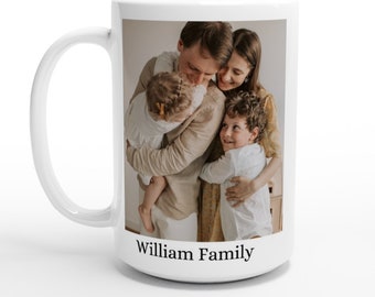 Tazza personalizzata, tazza con foto di famiglia, tazza in ceramica bianca da 15 once