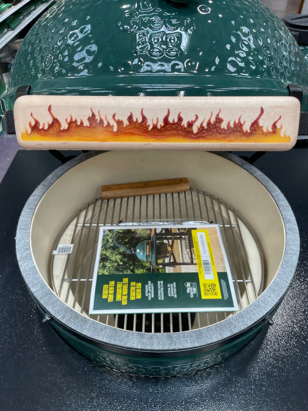 Big Green Egg Grill Handle: Maple Wood With Fire Inlay - Etsy