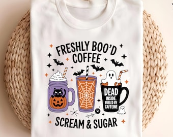 Halloween Coffee PNG | Freshly Boo’d Coffee Sublimation Clipart | Ghost & Pumpkin Fall PNG Design | Halloween Cup PNG | Cute Fall Design