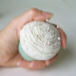 Pincushion Felted Cupcake in Vanilla Mint image 2