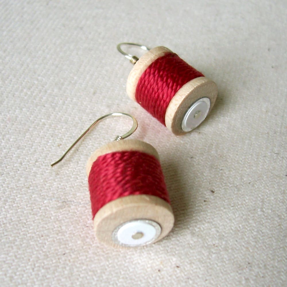 Earrings Spools of Thread in Cobalt Blue Etsy