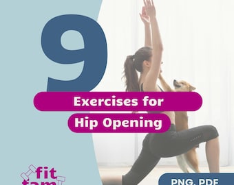 Hip Opening Exercise Routine, Mobility Stretches, Digital Download (PDF & PNG)