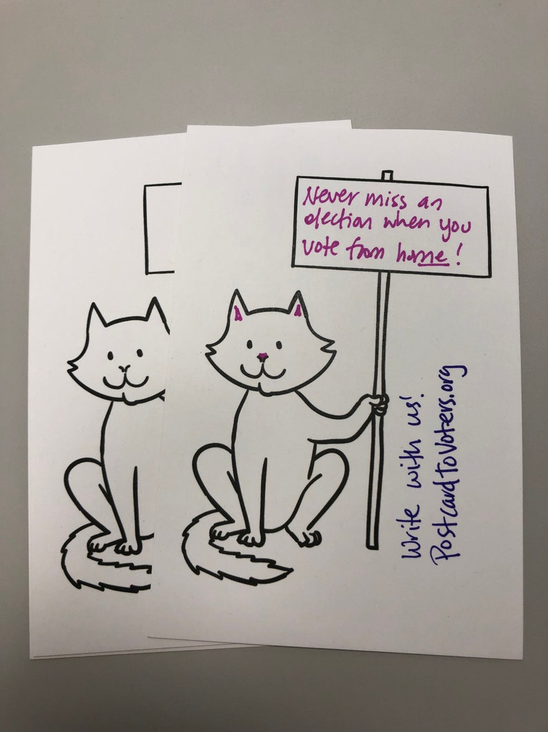 Single Cat with Sign Postcards