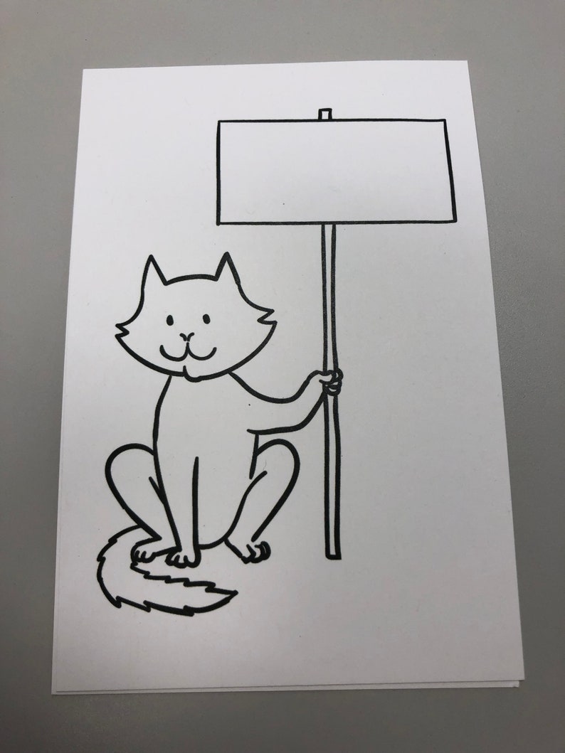 Single Cat with Sign Postcards