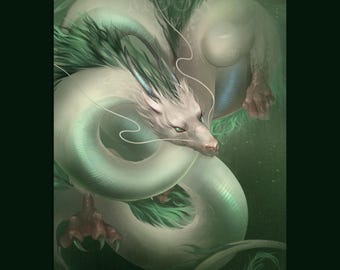 The River Spirit – Dragon Print | Anime Print | Poster | A4, A5