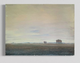 Authentique peinture à l'huile « Paysage hollandais » Frans Van De Winkel (1923-1987)