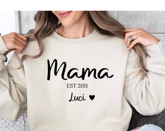 Personalisiertes Mama-Sweatshirt, Muttertagsgeschenk, Schwangerschaftsankündigung, Sweatshirt, Mom-Sweatshirt, Geschenk Babyparty