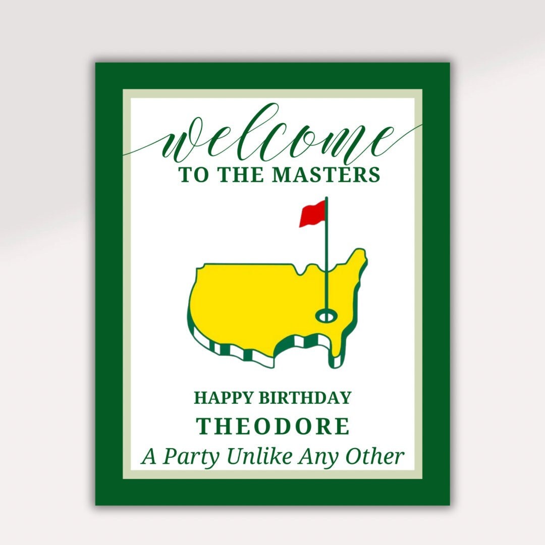 Plakat powitalny Masters Golf Party Plakat turnieju golfowego Plakat imprezy golfowej Party urodzinowej 8x10, 16x20, 24x30