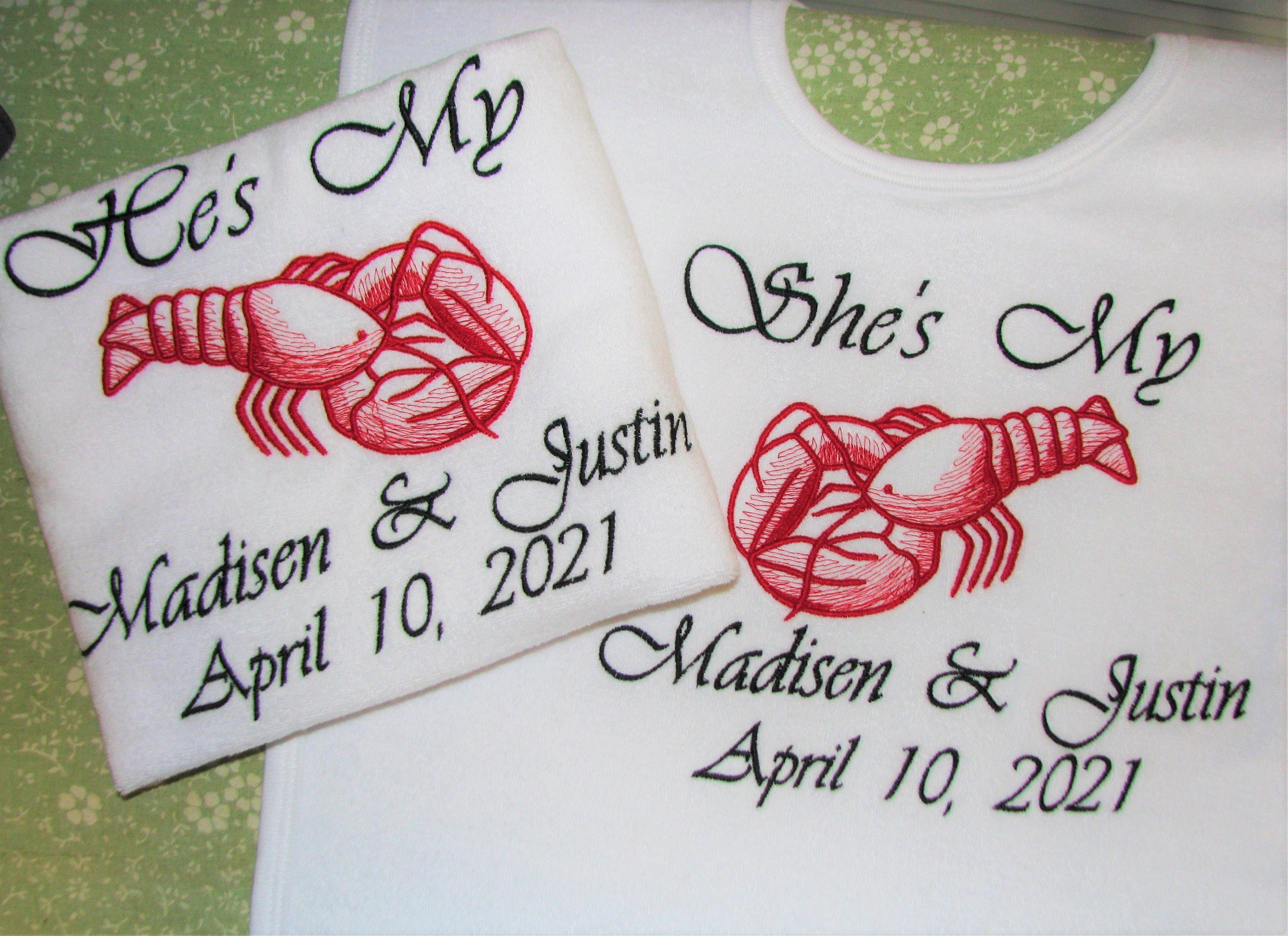 Custom Adult Lobster Bibs. Set of 2. She's My Lobster. Etsy