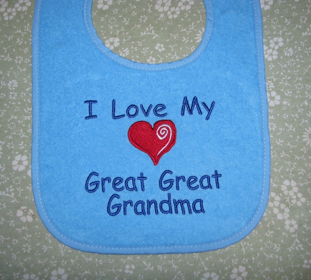 I Love My Great Great Grandma Personalized Baby Bib or Bodysuit. 3 Size