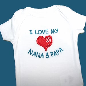 I Love My Nana, Papa, Nonni and more Personalized Baby Bib or Bodysuit. 3 Sizes Bibs.  Sizes Short or Long Sleeved Bodysuit. Great Gift Idea