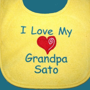 I Love My Grandma and Grandpa Personalized Baby Bib or Bodysuit. 3 Sizes Bibs.  Sizes Short or Long Sleeved Bodysuit. Great Gift Idea