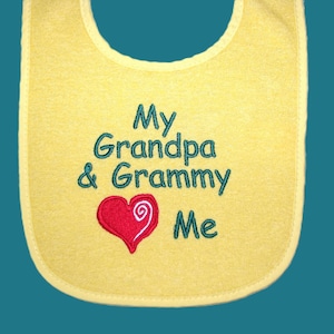My Grandparents Heart Me, Greats,too Personalized Baby Bib or Bodysuit. 3 Sizes Bibs.  Sizes Short or Long Sleeved Bodysuit. Great Gift Idea