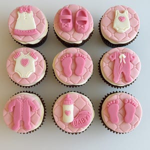 Edible Assorted Baby Shower Fondant and Chocolate Cupcake/Treat Toppers