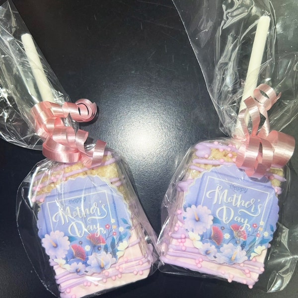 Mothers Day Chocolate Covered Rice Krispies Treat Favors