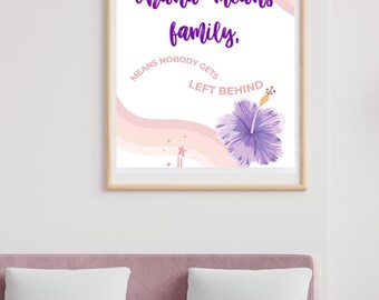 Ohana bedeutet Familie. Dekorativer Druck – Lilo & Stitch inspirierte Kunst