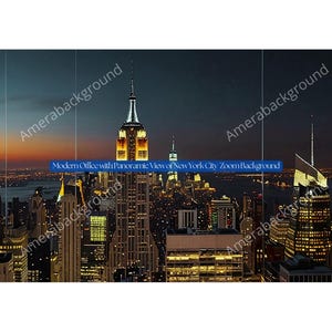 NYC Skyline Zoom Background: Modern Office Virtual Meeting (PNG)