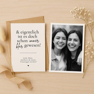 Foto personalizzata con domanda per damigella d'onore/damigella d'onore – Sorpresa – Vuoi essere la mia damigella d'onore? – Regalo di nozze | Biglietto
