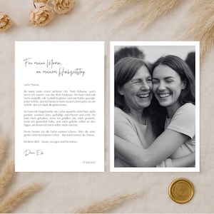 Personalisiertes Foto für Brautmutter – emotionaler Brief | Geschenk zur Hochzeit | Karte für Mama am Hochzeitstag