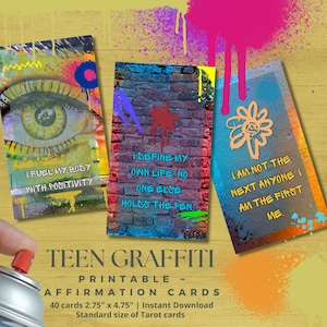 40 cartes imprimables pour adolescents - citations inspirantes pour les jeunes, téléchargement numérique 2,75 x 4,75 cartes de dimension Tarot standard