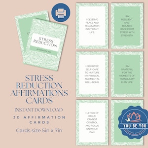 Tarjetas de afirmación para aliviar el estrés: descarga instantánea, tarjetas digitales relajantes para la calma y la positividad
