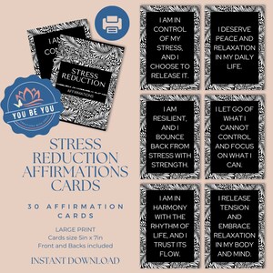 Carte di affermazione per alleviare lo stress - Citazioni ispiratrici stampabili, Download istantaneo, Mazzo consapevolezza e positività, Stampa grande - LPB