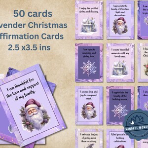 Lavendel kerstaffirmatiekaarten - verpakking van 50 - 2,5 x 3,5 inch positieve citaten voor de feestdagen - Mindfulness vakantiedecor - inspirerende berichten
