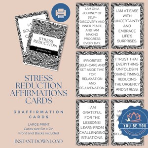 Carte di affermazione per alleviare lo stress - Citazioni ispiratrici stampabili 5x7, Download istantaneo, Mazzo di consapevolezza e positività, Stampa di grandi dimensioni - LPW