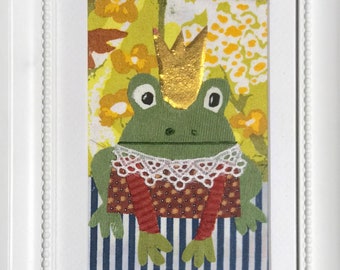 Framed Fabric Artwork by Kristie Duncan - "The Frog Prince"