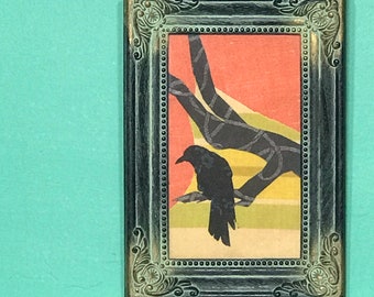 Framed Fabric Artwork By Kristie Duncan - "The Old Crow"