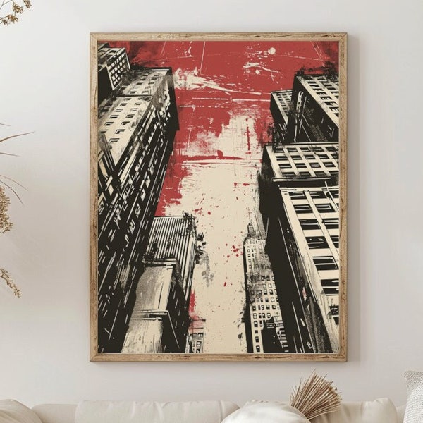 Cityscape Print Poster | Cityscape Clipart | Minimalistic Poster Clipart | Dark City Art Print | Digital Download | Landscape Art Print