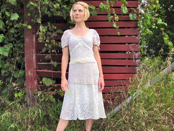Items similar to SALE 177 Crochet Wedding Dress Size S on Etsy